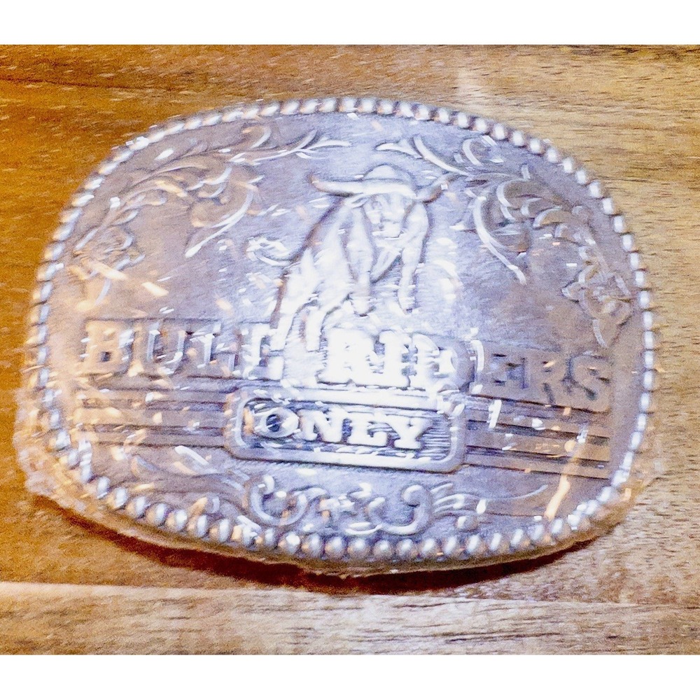 Vtg‎ Zee Series Bull Rider Silver Tone Western Belt Buckle Rodeo Southwestern